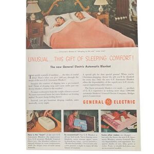 Vintage 1950 General Electric GE Automatic Blanket Ad Advertisement